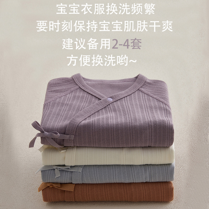 0-1岁新生婴幼儿纯棉包屁衣A类无骨初生宝宝三角爬服连身哈衣胎帽 - 图0