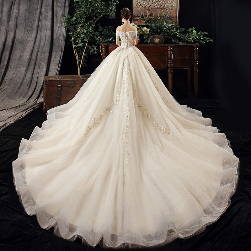 2020新款森系一字肩奢华气质婚纱 繁佑婚纱