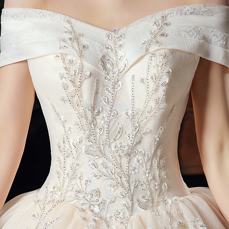 2020新款森系一字肩奢华气质婚纱 繁佑婚纱