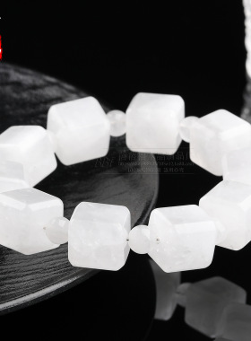 蓓蓓福水晶 天然白幽灵方糖手链 白色雪花幽灵手串水晶散珠