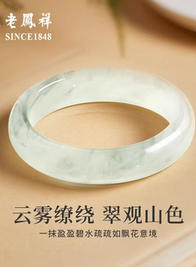 老凤祥天山翠玉手镯女款冰种飘花