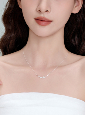 老凤祥银三生有杏S925银项链女小众简约气质ins项饰送女友生日礼