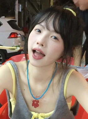 夏日清新多巴胺彩色花朵编绳项链