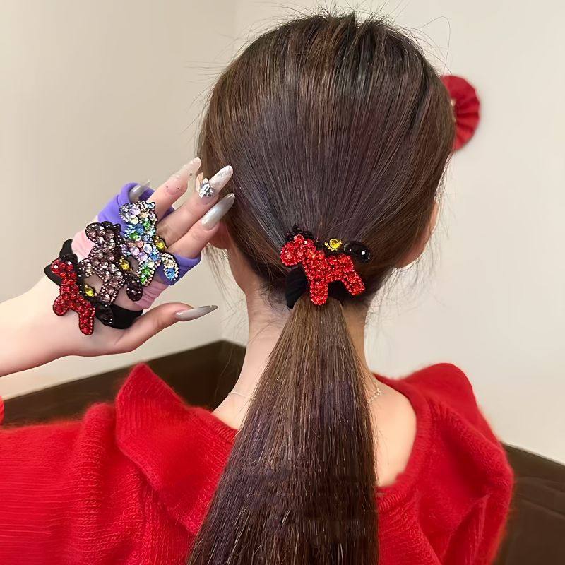 新年轻奢闪钻小马高弹力面膜发圈不伤发耐用头圈发绳扎头绳橡皮筋,淘宝优惠券,粉丝福利购,淘宝优惠卷