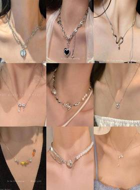 梦中山茶~珍珠项炼轻奢感设计高级感2025年新款锁骨炼双层女小众