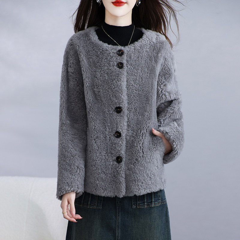 2025新款海宁颗粒绒皮草外套女短款羊剪绒一体妈妈羊羔毛大衣冬季,淘宝优惠券,粉丝福利购,淘宝优惠卷