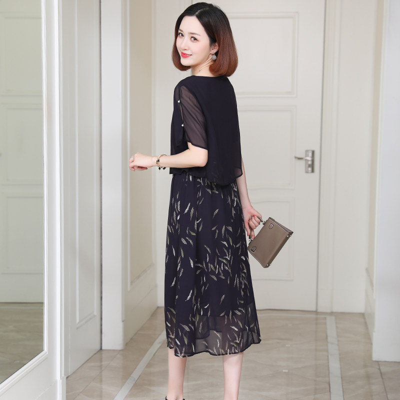 高端真丝连衣裙假两件桑蚕丝裙子 傲冬连衣裙