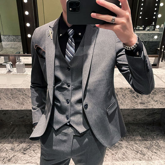 Autumn and winter slim suit groom dress
