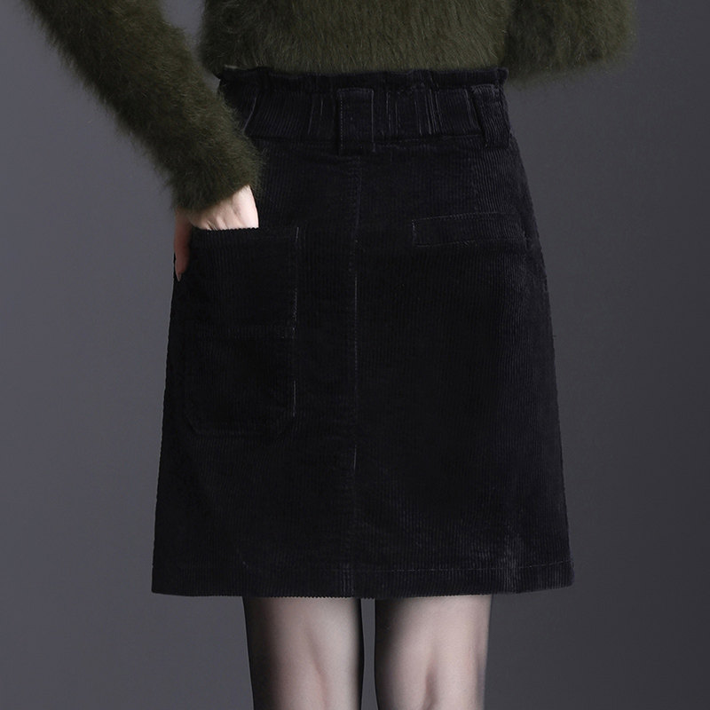 灯芯绒女裤秋冬2020新款高腰半身裙 卡吉鹿服饰半身裙
