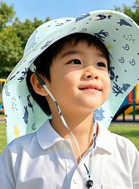 夏季儿童防紫外线大檐渔夫帽