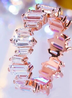 D色莫桑石阶梯戒指简约