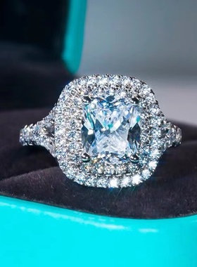 D色满钻方形群镶满钻戒指