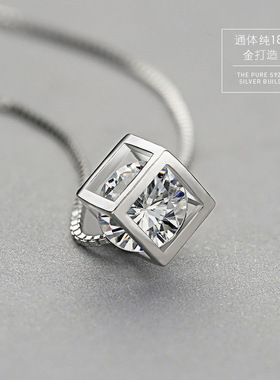 欧美纯银1克拉项链情侣