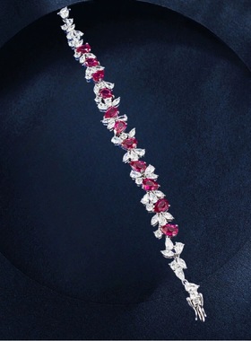 红宝石手链S925镶嵌高碳钻简约