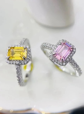 方钻四爪冰块微镶碎石戒指