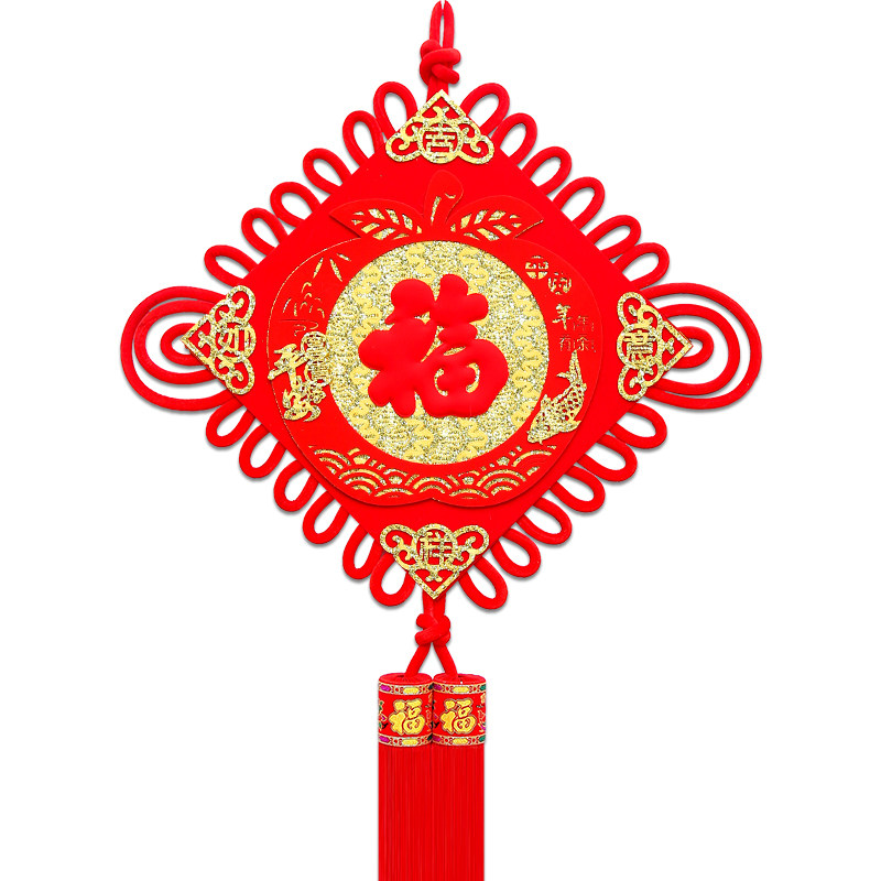 新款中国结挂件大号福字双面对联客厅装饰家居电视墙玄关壁挂春节_虎窝淘