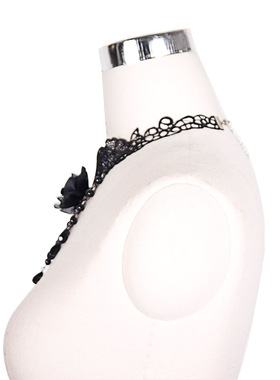 蒸汽朋克欧美风玫瑰黑色项链饰品