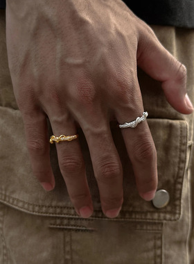 灵蛇合成锆石开口情侣款对戒小众设计本命年蛇年轻奢复古尾戒