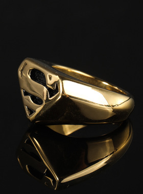 欧美时尚钛钢超人勋章superman钛钢戒指