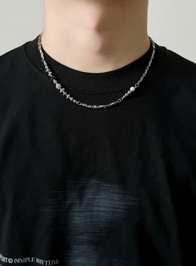 原创不掉色莫比乌斯钛钢项链潮嘻哈小众高级设计感锁骨链男士配饰