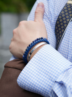 Tateossian简约男士纯银刻字手镯