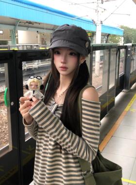 复古纽扣贝雷帽早秋女美
