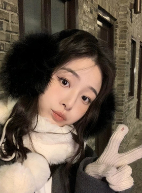 冬季毛绒可折叠显脸小保暖耳套