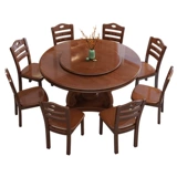 Обеденный стол и стул с твердым деревом 2025 Новый гостиничный круглый обеденный стол 10 человек. Домостокий обеденный стол большой круглый столик с вращающимся поворотным столом