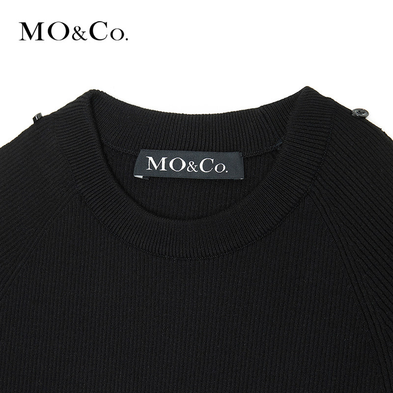 小黑裙moco冬新品a摆摩安珂连衣裙 moco摩安珂outlets店连衣裙