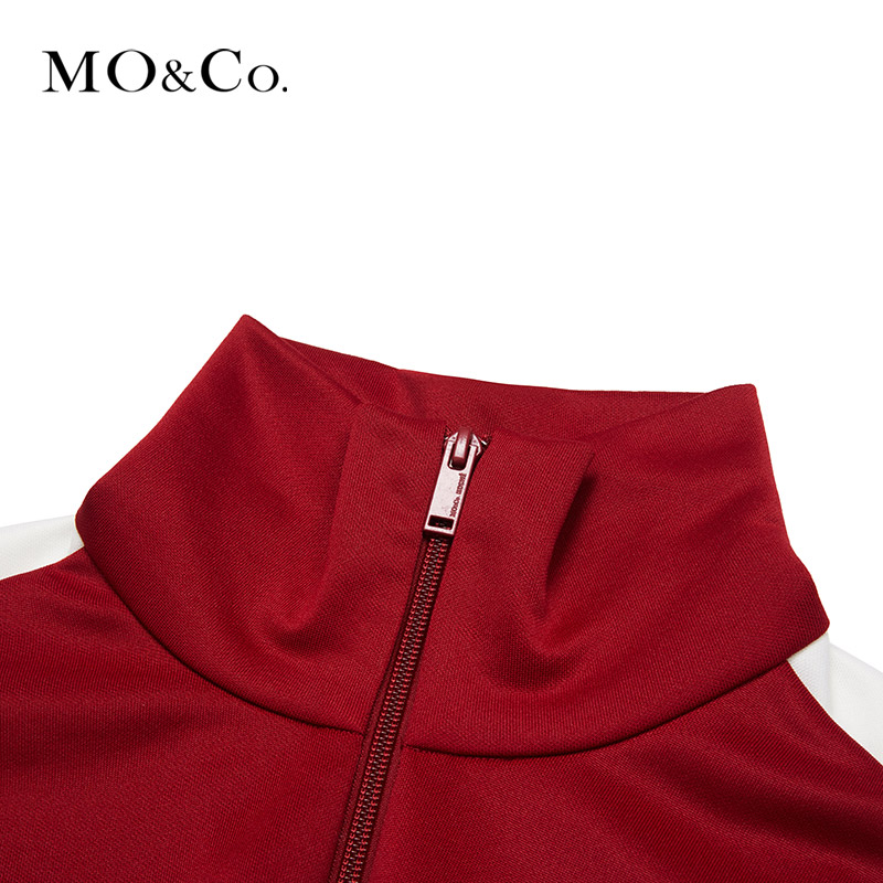 奥莱清仓MOCO秋koche系列拼接高腰A字长袖连衣裙女 摩安珂