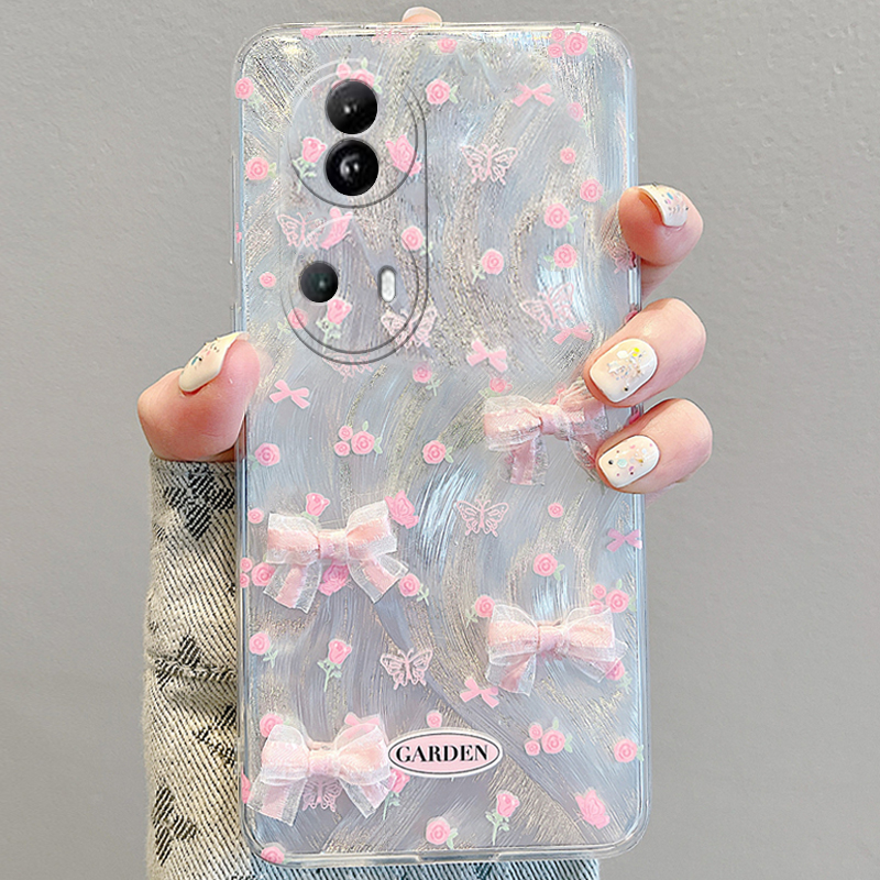 适用opporeno10手机壳reno11羽纱9玫瑰8立体7蝴蝶结6粉色5pro+花朵3少女ace2小众5k高级4se透明2z十oppo硅胶p - 图2