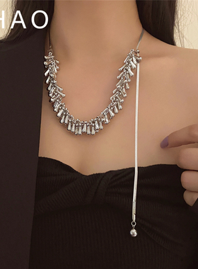 ins小众设计水滴流苏长款项链女轻奢可调节高级感气质锁骨链颈链