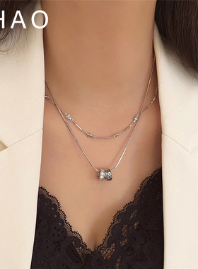 2025新款轻奢小众ins潮气质叠戴锁骨链颈链超仙双层星星蝴蝶项链