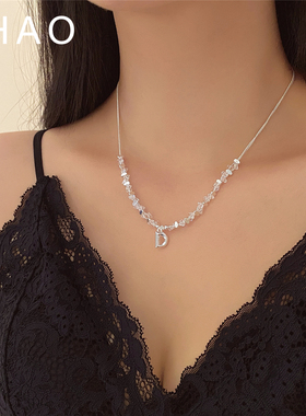 轻奢小众银质碎钻项链女高级感气质ins风精致可调节锁骨链项链潮