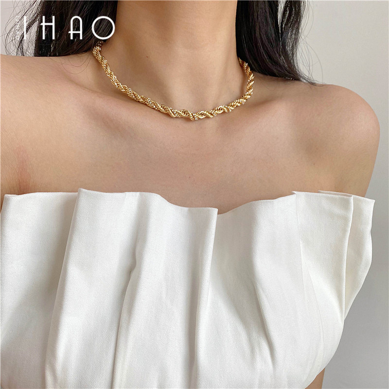 欧美个性网红极简麻花链子ins冷淡风新款潮百搭锁骨链项链女夏季,淘宝优惠券,粉丝福利购,淘宝优惠卷