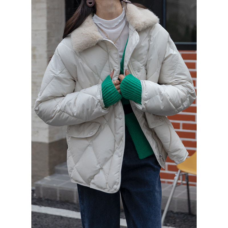 菱格毛领2021冬季韩版宽松气质棉服 淮慕霏棉衣/棉服