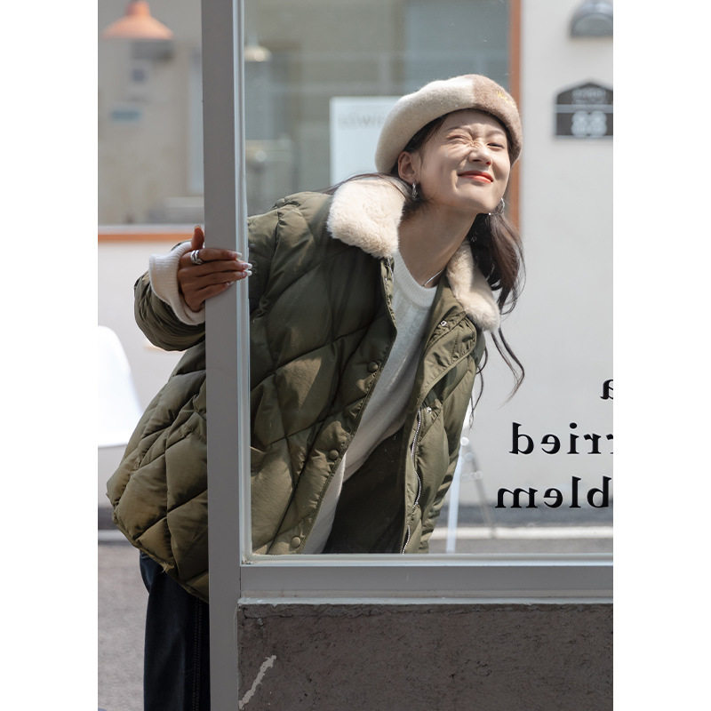 菱格毛领2021冬季韩版宽松气质棉服 淮慕霏棉衣/棉服