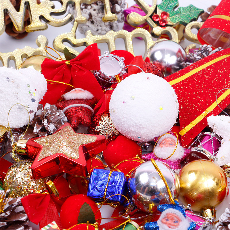 圣诞节装饰品圣诞树挂件配饰组合套餐DIY小挂饰迷你蝴蝶结球松果,淘宝优惠券,粉丝福利购,淘宝优惠卷