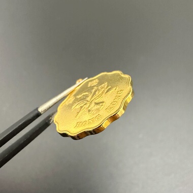 中古1993vintage复古宫廷风欧美西洋古董回流金色香港纪念章吊坠