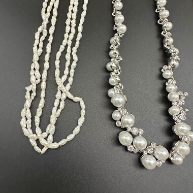 西洋古董女士项链深海珍珠项链天然米珠中古饰品老物