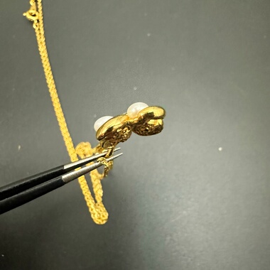 中古首饰四颗珍珠项链女士锁骨链国外回流一物一件错过无补