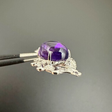 中古国外回流s925紫水晶裸石镶嵌吊坠老物件复古首饰亮晶晶