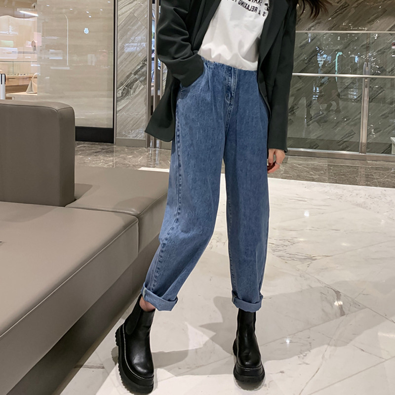 孕妇老爹九分夏季外穿宽松牛仔裤 布衣妈咪孕妇直筒裤