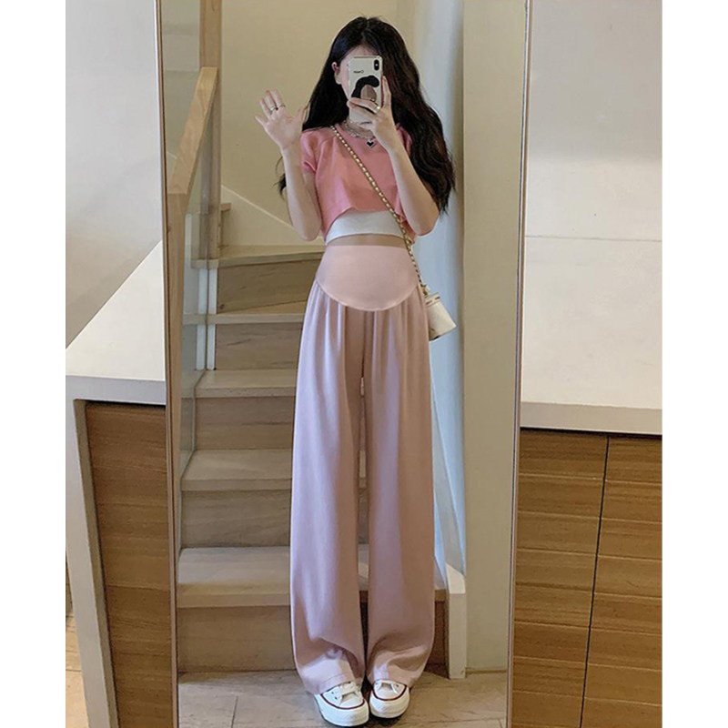 孕妇冰丝夏季外穿2023新款阔腿裤 布衣妈咪孕妇阔腿裤