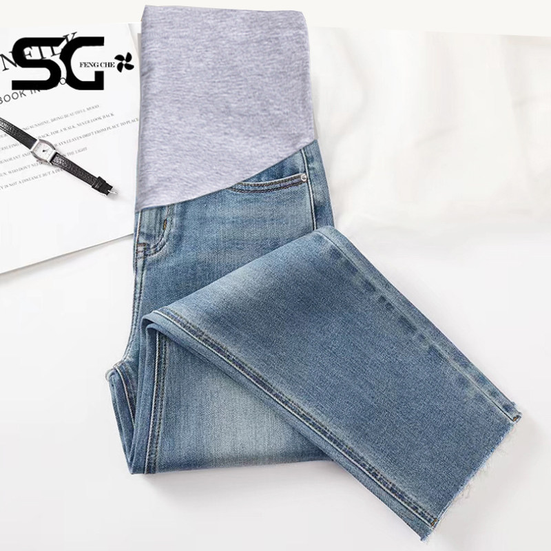 孕妇直筒九分春秋季法棍裤牛仔裤 布衣妈咪孕妇直筒裤