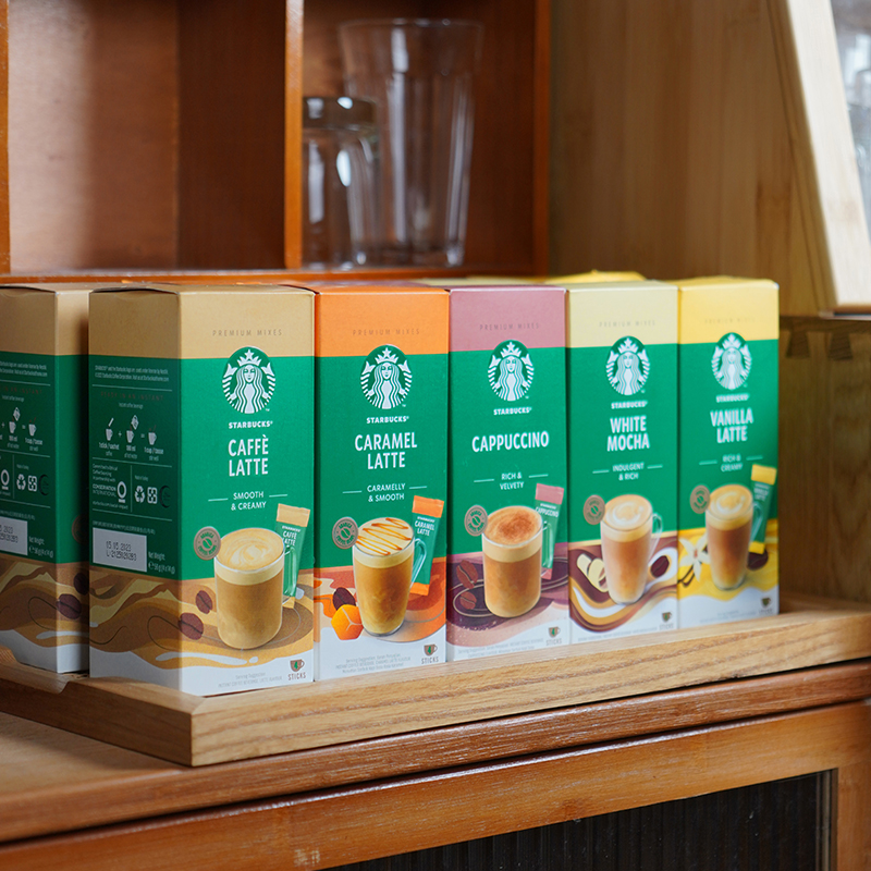 临期 Starbucks 星巴克 土耳其进口 即溶香草速溶咖啡粉 4杯盒装*2盒 双重优惠折后￥39包邮 焦糖、拿铁、卡布奇诺速溶咖啡粉可选