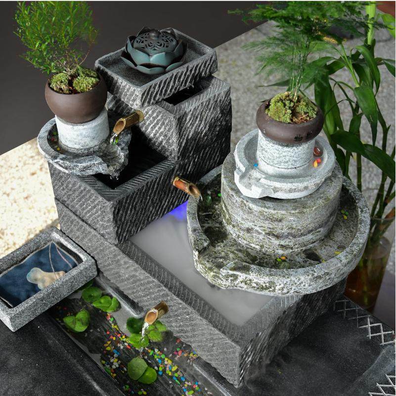 流水石槽石磨石头养花盆鱼缸青石雕刻工艺品办公室庭院中式摆件,淘宝优惠券,粉丝福利购,淘宝优惠卷