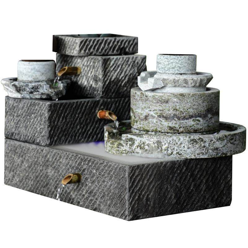 流水石槽石磨石头养花盆鱼缸青石雕刻工艺品办公室庭院中式摆件,淘宝优惠券,粉丝福利购,淘宝优惠卷