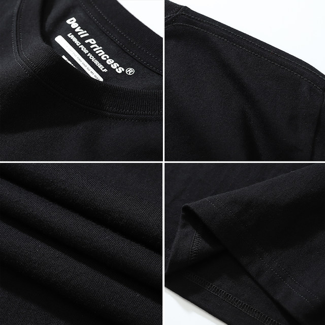 Ins style right shoulder pure cotton short sleeve t-shirt spring and summer