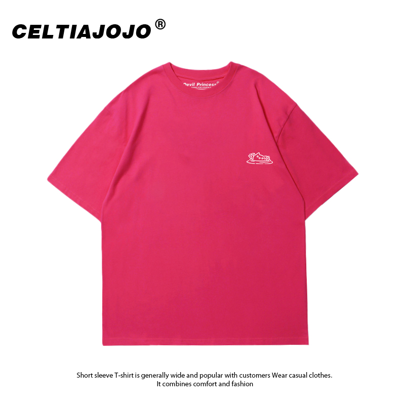 ins风韩系正肩纯棉短袖t恤慵懒风oversize大码女装潮牌小众上衣夏